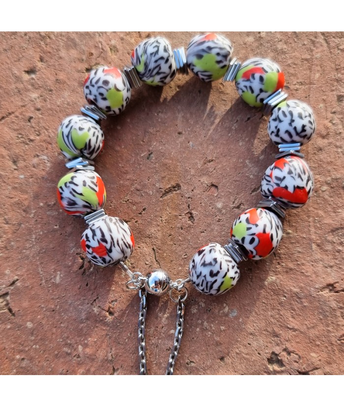 Bracelet blanc homme femme en perles artisanales africaines