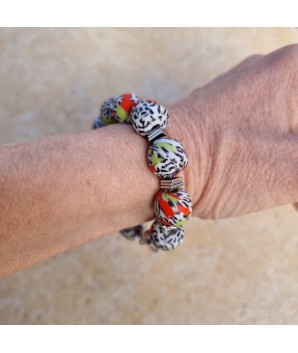 Bracelet blanc homme femme en perles artisanales africaines
