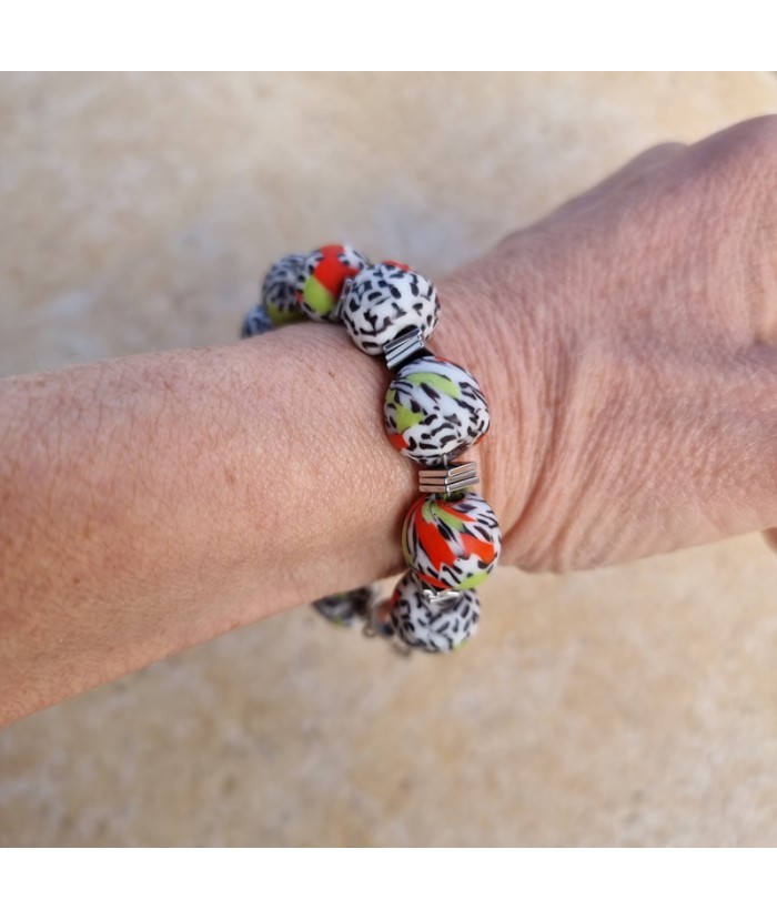 Bracelet blanc homme femme en perles artisanales africaines