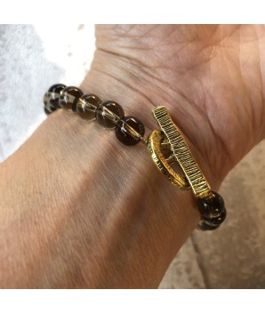 Bracelet ethnique chic, bracelet perles artisanales et pierre quartz