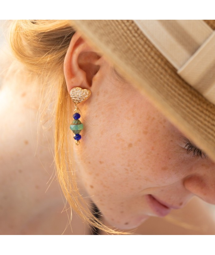 Boucles d'oreilles bohème attaches coeur gold filled