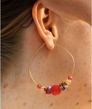 Boucles d'oreilles créoles rouges Joie de vivre